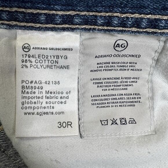 Adriano Goldschmied Jeans Men’s 30R (Actual 32x33) Blue Everett Slim Straight - Picture 10 of 14